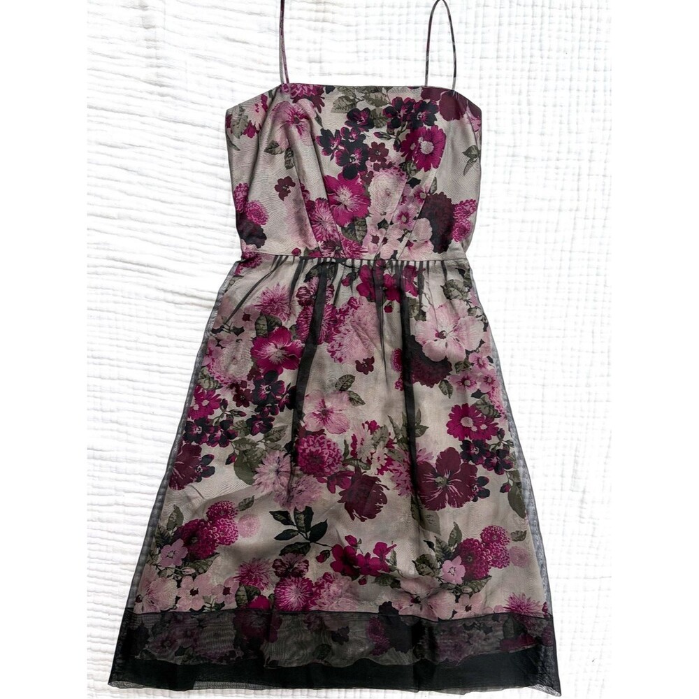 Laundry Shelli Segal Silk Floral Dress XS Formal Fit Flare Party